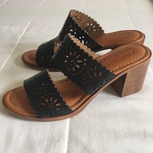 Cut-out block heel sandals
